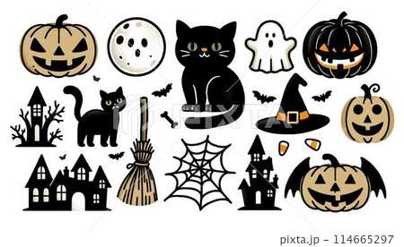 可愛いハロウィンのイラストセット 114665297