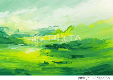 Green abstract paint landscape. Modern art background 114665299