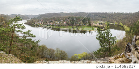 Panoramic view of The Vranov Reservoir on the Dyje River. Panoramic view of The Vranov Reservoir on the Dyje River. 114665817