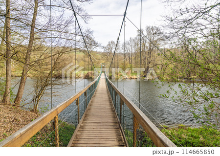 The Lipinska footbridge above Dyje River in Podyji National Park 114665850