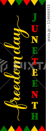 Juneteenth vertical sign. African American holiday Freedom Day on June 19. Vector template for typography poster, banner, etc. 114666933