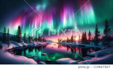 オーロラの背景画像 114667807