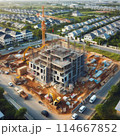 Construction of a high-rise building in the city. Created with the help of AI 114667852