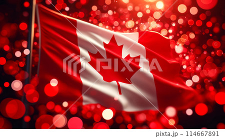 Canadian flag against backdrop sparkling bokeh light, festive, capturing spirit national celebration 114667891