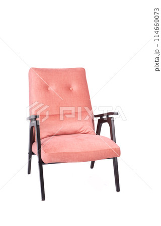 Wooden pink chair isolated on white background Wooden pink chair isolated on white background 114669073