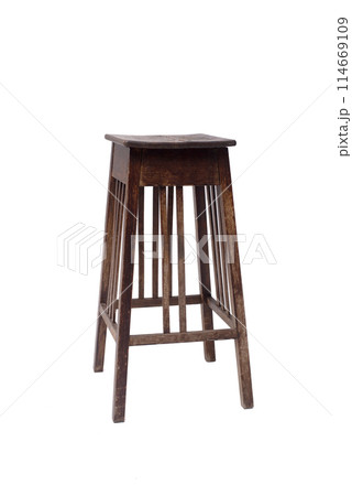 wooden stool on a white background. chair isolate wooden stool on a white background. chair isolate 114669109
