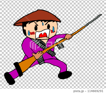 Guerrilla soldiers charging on the battlefield Guerrilla soldiers charging on the battlefield 114669291