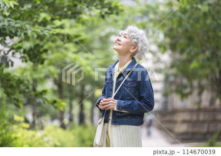 笑顔のシニア女性 114670039