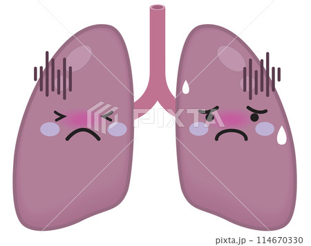 病気にかかった肺のキャラクター 病気にかかった肺のキャラクター 114670330