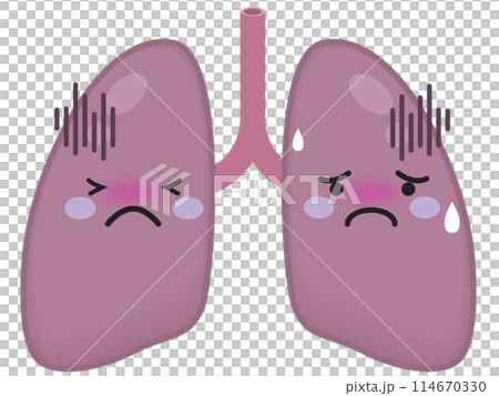 病気にかかった肺のキャラクター 病気にかかった肺のキャラクター 114670330
