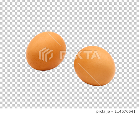 Two brown eggs from a chicken. Isolated. Photo in high quality. Two brown eggs from a chicken. Isolated. Photo in high quality. 114670641