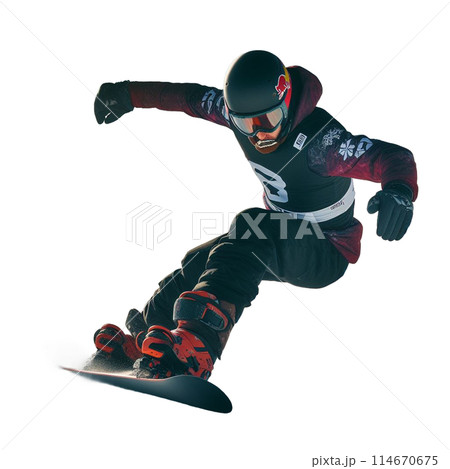 スポーツのダイナミックな演技と大迫力の画像と競技者の表情をを表現 114670675
