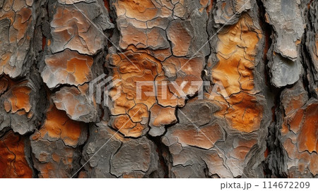 Mesmerizing close-up of textured tree bark, showcasing its rugged beauty, Ai Generated. 114672209