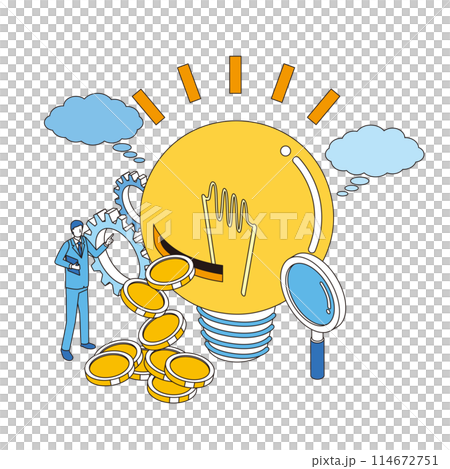 Illustration of making money with ideas Illustration of making money with ideas 114672751