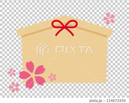 桜の花であしらった絵馬のイラスト 桜の花であしらった絵馬のイラスト 114672850