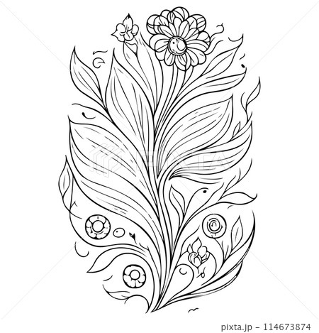 ornate doodle sketch art nouveau flower illustration draw  114673874