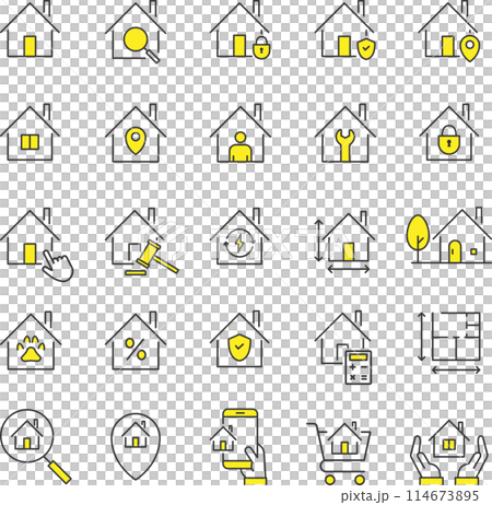 おしゃれな住宅に関するアイコンセット おしゃれな住宅に関するアイコンセット 114673895