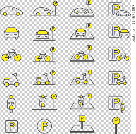 Stylish parking icon set Stylish parking icon set 114673897