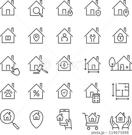 ベクターの住宅に関するアイコンセット 114673898