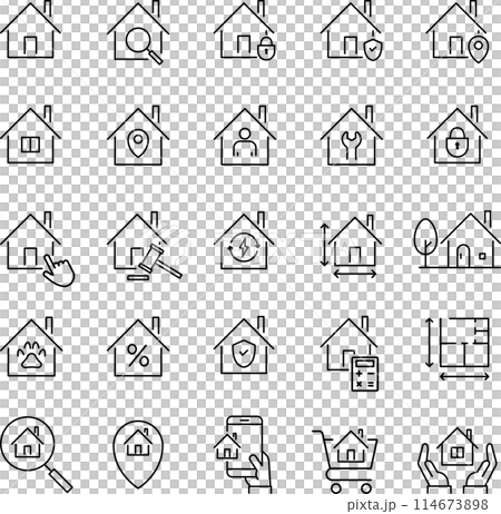 ベクターの住宅に関するアイコンセット 114673898