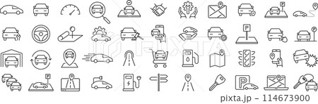 ベクターの車に関する線画アイコンセット 114673900
