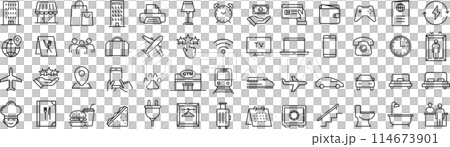 關於住宿的矢量線圖圖示集 114673901