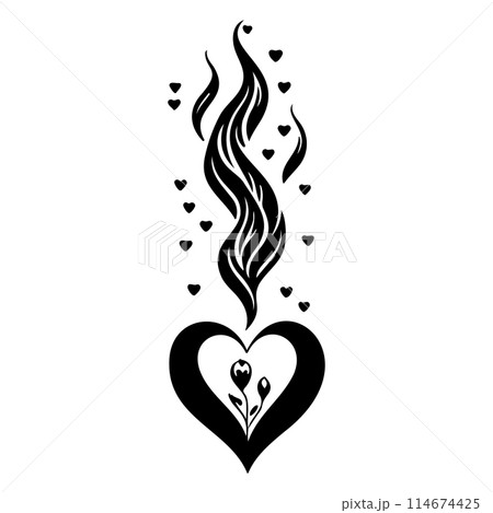 Candle Flame love heart valentine illustration sketch draw  114674425