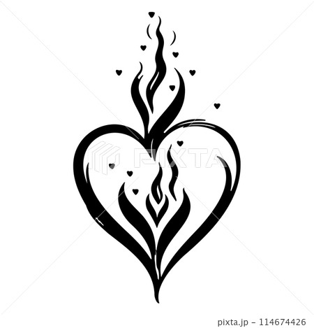 Candle Flame love heart valentine illustration sketch draw  114674426