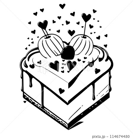 Cake Festive Valentine Day Delicious Sweet illustration sketch draw  114674480