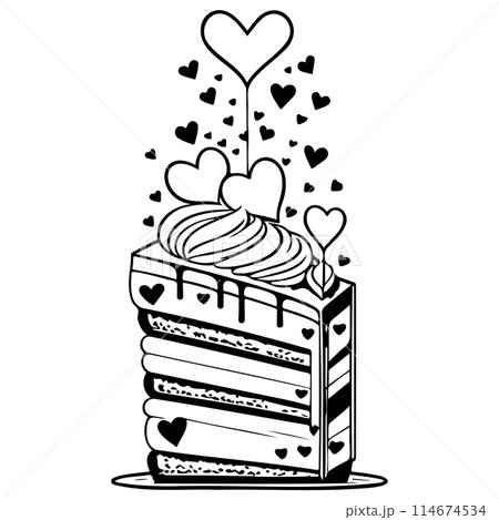 Cake Festive Valentine Day Delicious Sweet illustration sketch draw  114674534