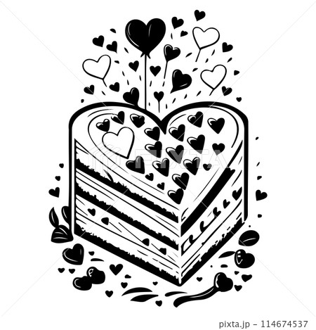 Cake Festive Valentine Day Delicious Sweet illustration sketch draw  114674537