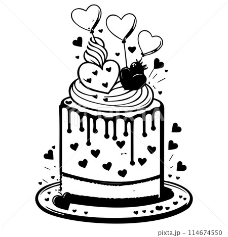 Cake Festive Valentine Day Delicious Sweet illustration sketch draw Cake Festive Valentine Day Delicious Sweet illustration sketch draw 114674550