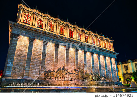 Frieze of the Founders on the exterior of Teatro Degollado in Guadalajara, Mexico Frieze of the Founders on the exterior of Teatro Degollado in Guadalajara, Mexico 114674923