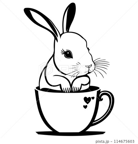 valentine rabbit in cup love illustration draw valentine rabbit in cup love illustration draw 114675603