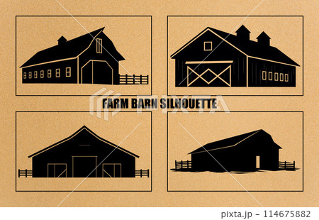 Farm barn black filled solid icon, barn & farm building vector silhouette, 114675882