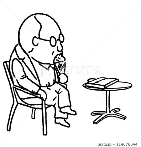 アイスを食べるおじさん アイスを食べるおじさん 114676044