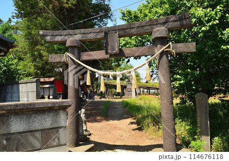 群馬県伊勢崎市連取町の菅原神社の石鳥居 114676118