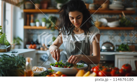 キッチン女性1 114676180