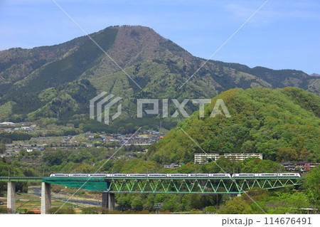 鳥沢の鉄橋を渡る中央本線特急 114676491
