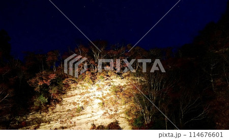 山の駅 養老渓谷 喜楽里(きらり)の夜の老川路頭 山の駅 養老渓谷 喜楽里(きらり)の夜の老川路頭 114676601