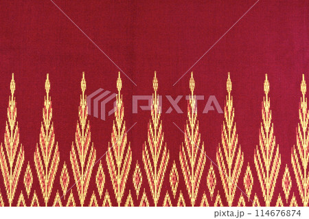 closeup pattern texture of general traditional thai style native handmade fabric weave 114676874