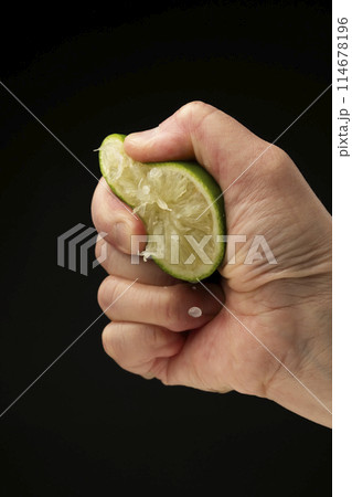 ライムを手で絞る 114678196
