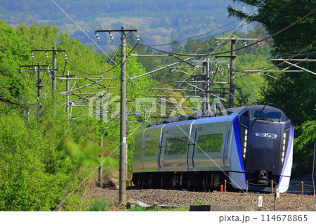 新緑の中を行く中央本線 114678865