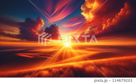 夏の朝焼け 夏の朝焼け 114679201