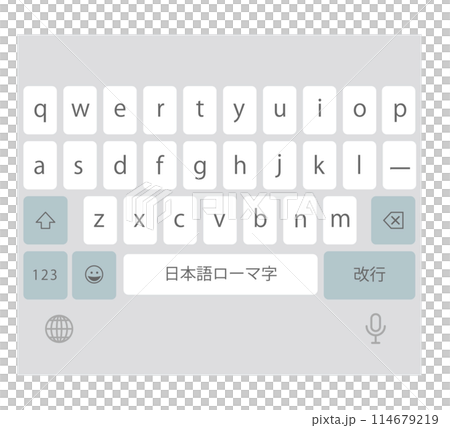 スマホの日本語入力のキーボード-かな入力モードのイラスト（スペースバーが表示される前の画面） 114679219
