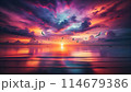 海と日の出 114679386