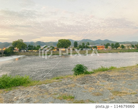 河川敷から見える川沿いの景色 河川敷から見える川沿いの景色 114679860
