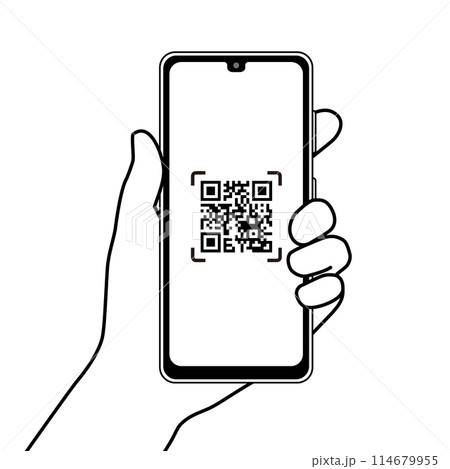QRコードが表示されたスマートフォン QRコードが表示されたスマートフォン 114679955
