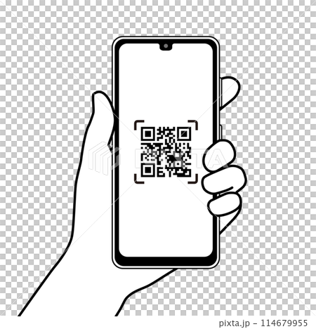 Smartphone with QR code displayed Smartphone with QR code displayed 114679955