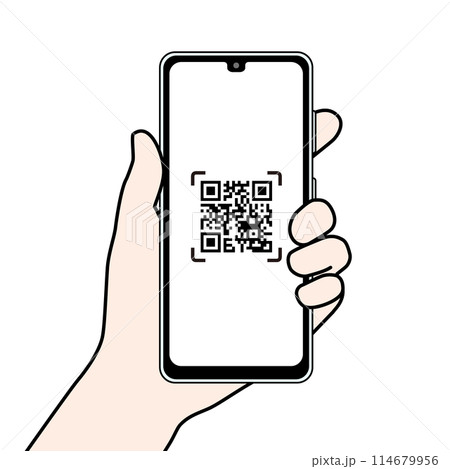 QRコードが表示されたスマートフォン 114679956